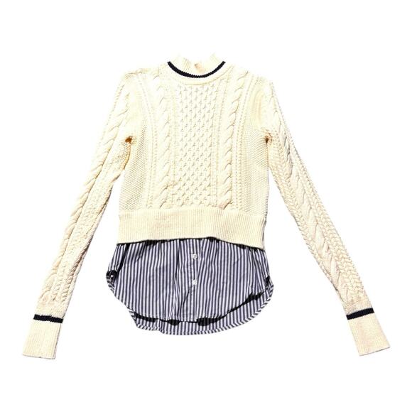 Women's Veronica Beard Women’s Ivory Fritz Mixed Media Sweater Sz XS Fisherman - Picture 1 of 13